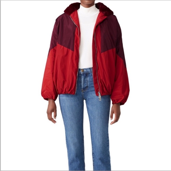 Giamba Jacket Oversized Red Colorblock Athletic Zipper Closure Hooded MRSP $1195 - Picture 2 of 5